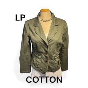 SONOMA Green Blazer Jacket Sz PL Petite Large 100% Cotton